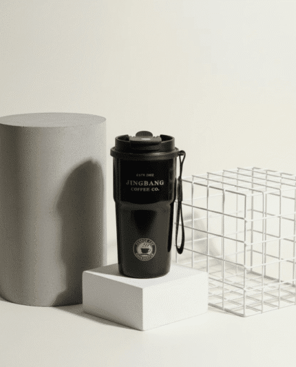 JINGBANG Insulated Stainless Steel Coffee Tumbler | Hot & Cold Travel Mug with Carry Strap"500ml