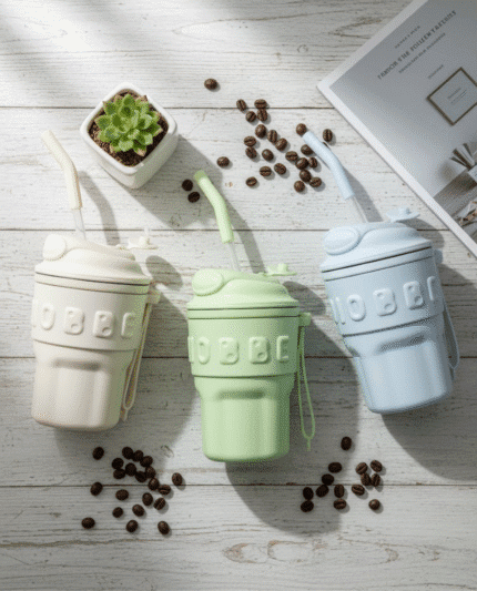 Stainless Steel Insulated Coffee Mug Prolonged Hours Hot & Cold Anti-Slip Silicone Sleeve Spill Proof & Easy to Sip - 450ml