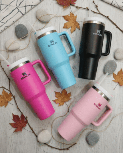 Stanley 40oz Double Wall Insulated Stainless Steel Tumbler - Hot & Cold Travel Cup with Handle & Straw"1.18mL