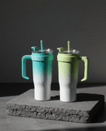 Double Wall Insulated Stainless Steel Travel Mug with Handle & Straw - Hot & Cold Travel 1180mL