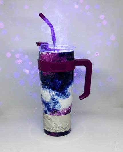 Ameva 40oz Galaxy Double Wall Insulated Stainless Steel Tumbler - Hot & Cold Travel Cup with Handle & Straw