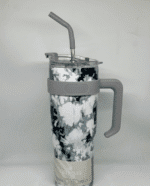 Ameva 40oz (1180mL) Camouflage Double Wall Insulated Stainless Steel Tumbler - Hot & Cold Travel Cup with Handle & Straw 1180.mL