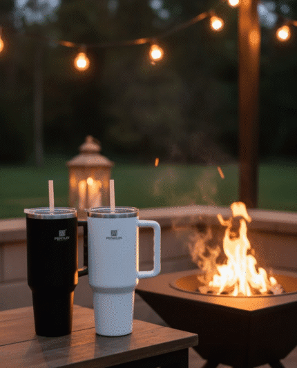 Penguin Design 40oz Double Wall Insulated Stainless Steel Tumbler - Hot & Cold Travel Cup with Handle & Straw"1200mL