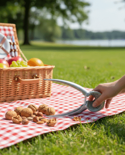 Heavy-Duty Stainless Steel Nut Cracker with Spring Handle.