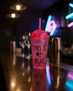 Pink and Purple Acrylic Juice Mugs with Straws