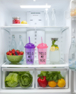 Pink and Purple Acrylic Juice Mugs with Straws