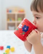 Red Butterfly & Flower Toddler Mug