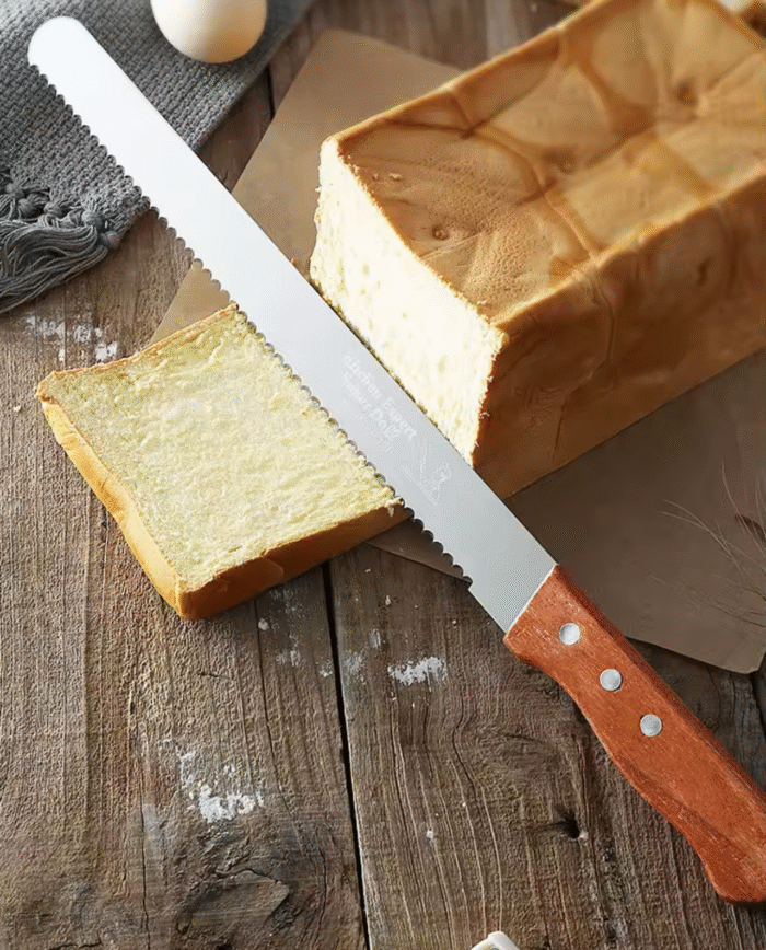 Stainless Steel Bread Knife with Wooden Handle Serrated Cut Bread Cake Sandwich Toast