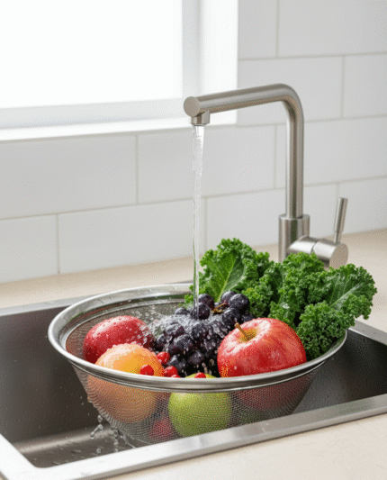 Kitchen Stainless Steel 3pcs Set Mesh Strainer Colander Corner Taller Brim Basket