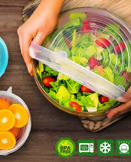 Silicone stretch lids 6 pack, Reusable Durable Food Storage Covers for Bowl