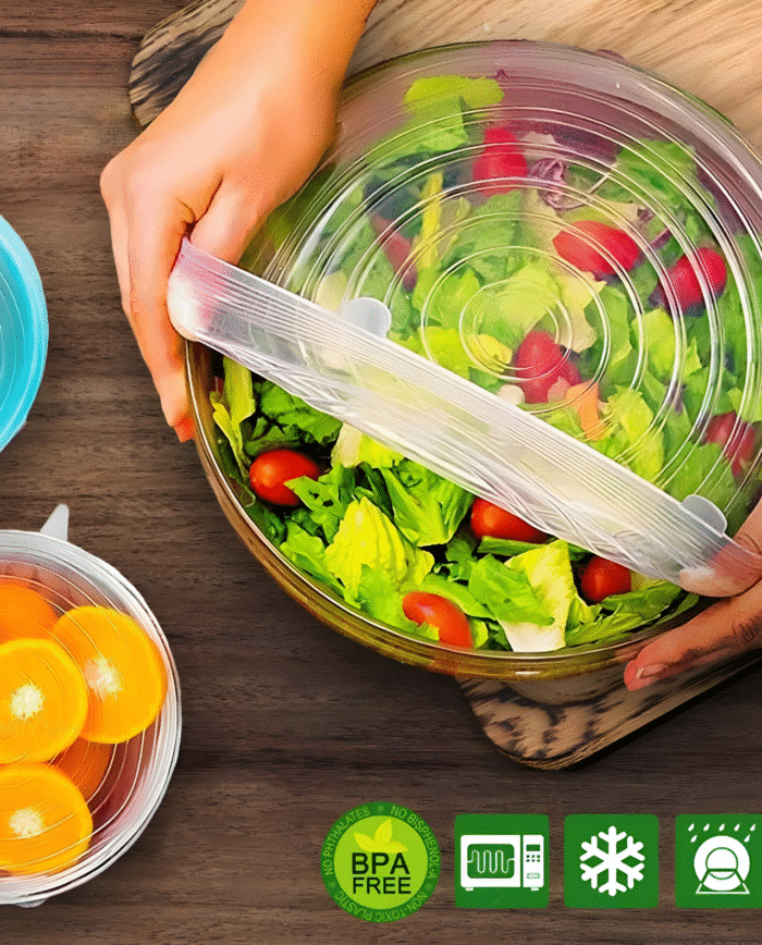 Silicone stretch lids 6 pack, Reusable Durable Food Storage Covers for Bowl