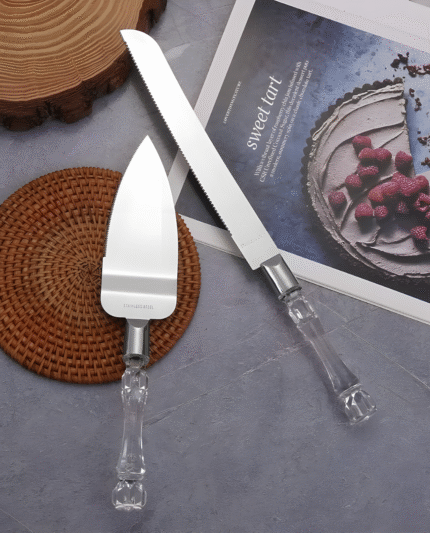 Crystal Acrylic Handle Wedding Cake Knife and Cake Lifter Server set