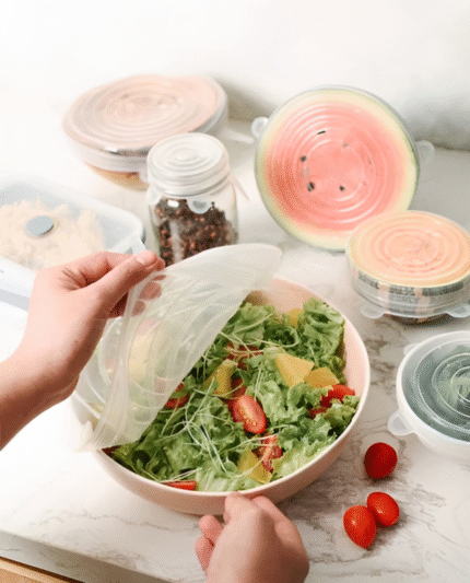 Silicone stretch lids 6 pack, Reusable Durable Food Storage Covers for Bowl