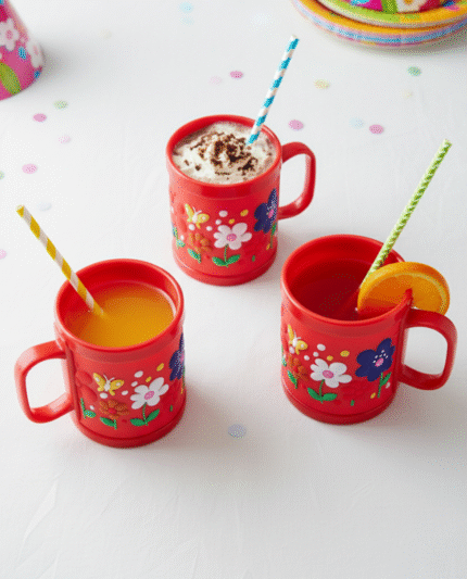 Red Butterfly & Flower Toddler Mug