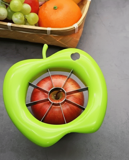 Apple Slicer and Cutter – Stainless Steel Blades, Green Apple Shape
