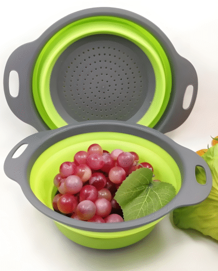 Collapsible Silicone Colander with Handle for Draining Food and Veggies