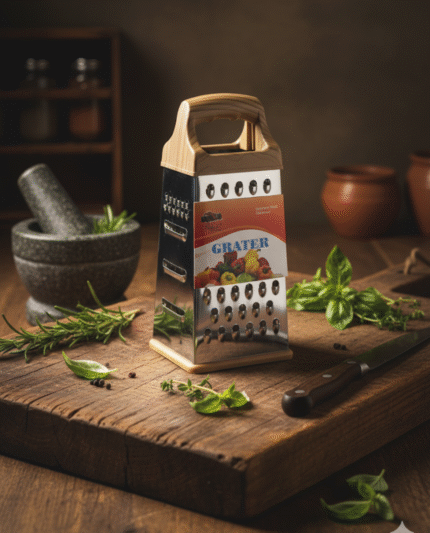 Stainless Steel 4-Sided Food Grater with Ergonomic Grip